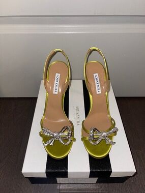 Aquazurra Babe Sandal 105 Satin in Lime Green